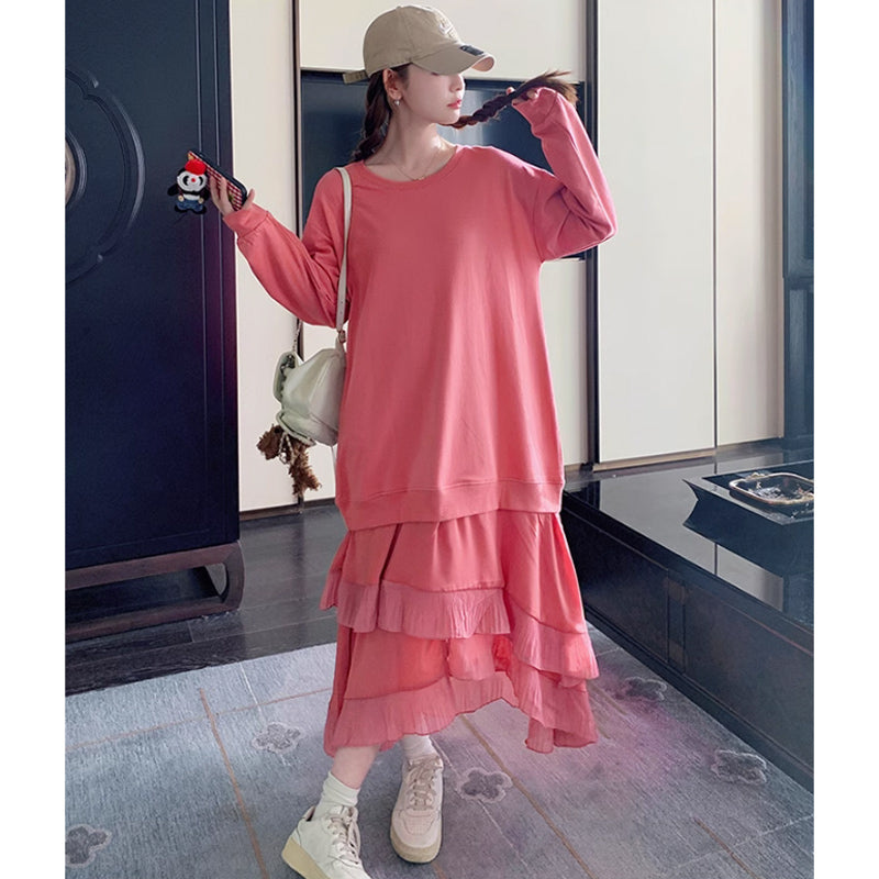 コーラルフリルスカートワンピース