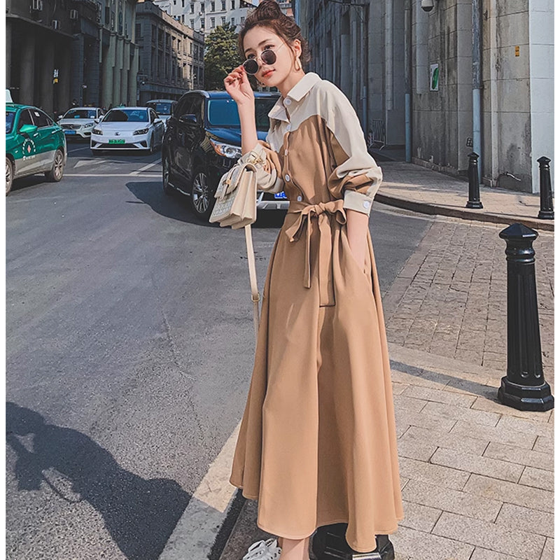 ウエストリボンバイカラーワンピース