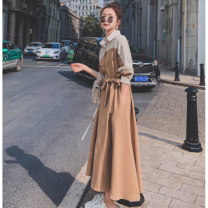 ウエストリボンバイカラーワンピース