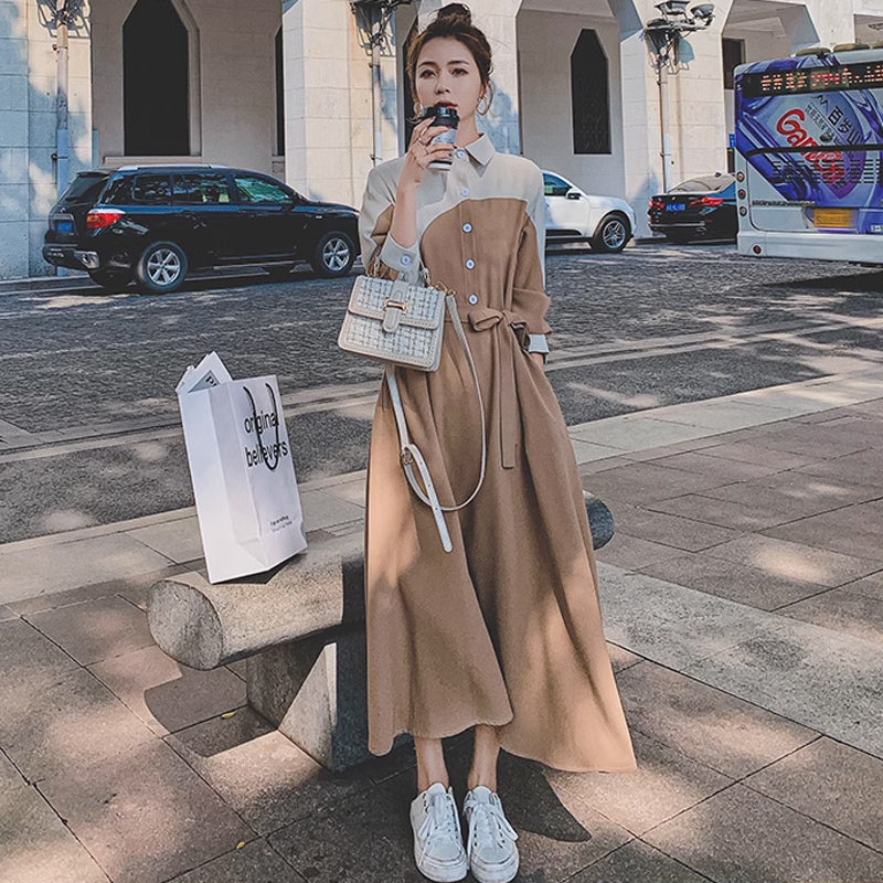 ウエストリボンバイカラーワンピース