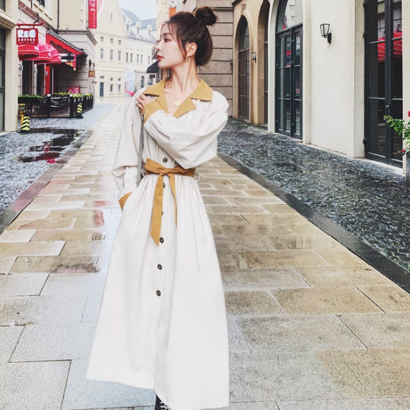 バイカラーシャツワンピース