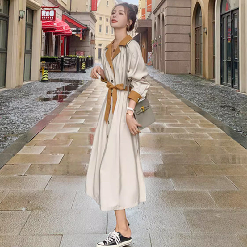 バイカラーシャツワンピース