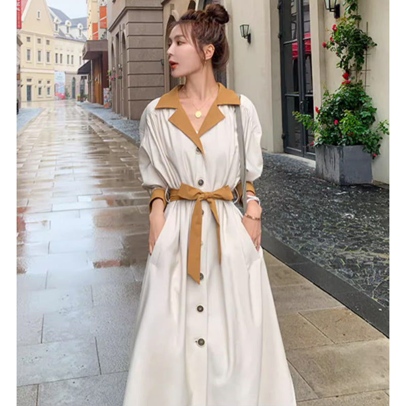 バイカラーシャツワンピース