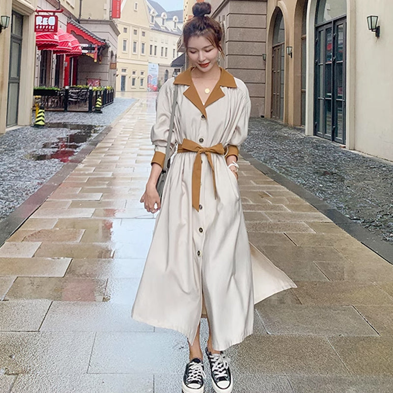 バイカラーシャツワンピース