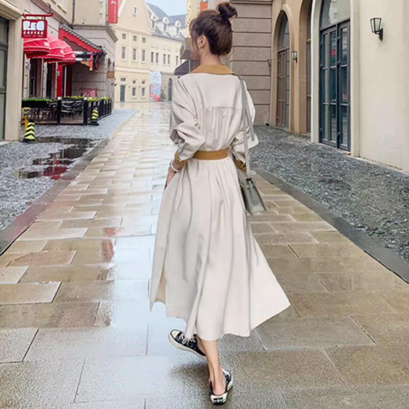 バイカラーシャツワンピース