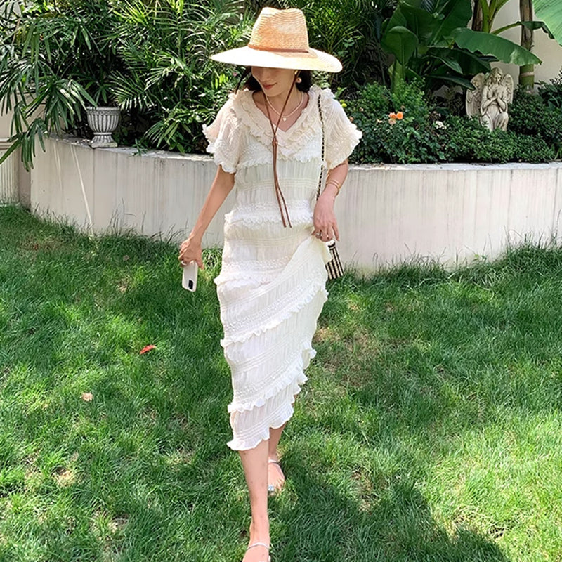 【即納】フリンジティアードワンピース