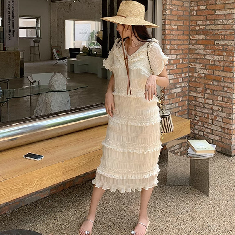 【即納】フリンジティアードワンピース