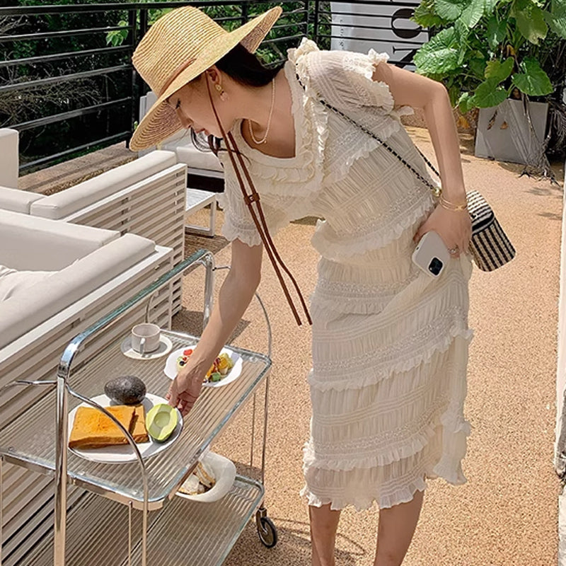 【即納】フリンジティアードワンピース