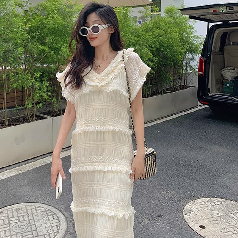 【即納】フリンジティアードワンピース