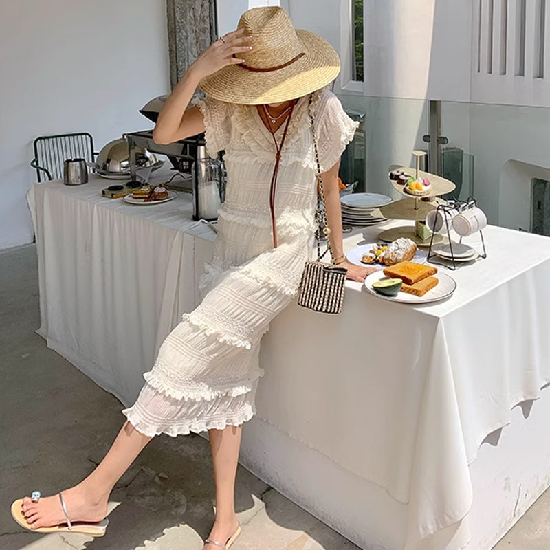 【即納】フリンジティアードワンピース