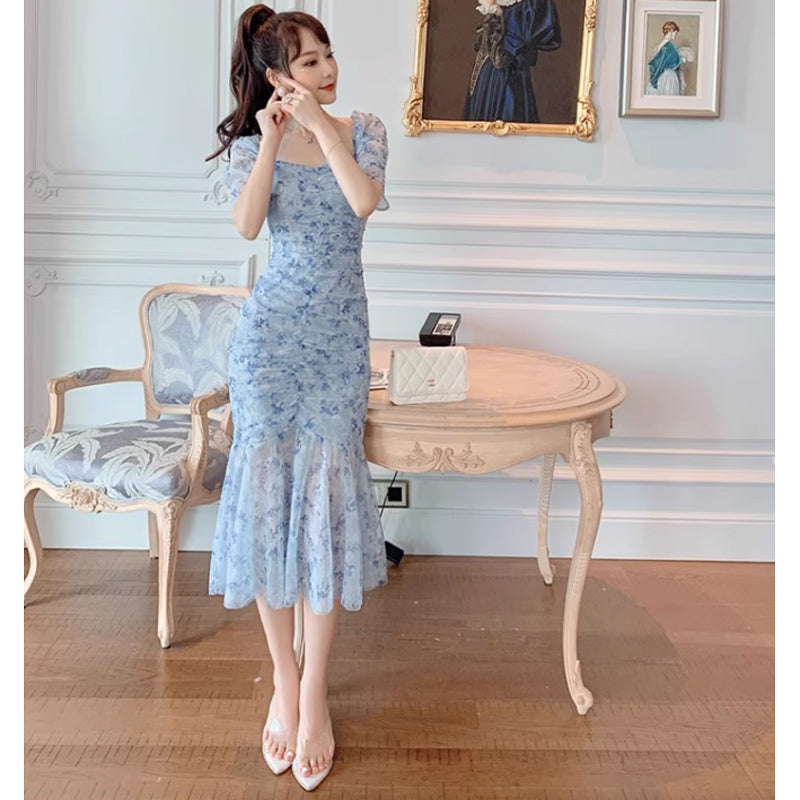 ライトブルーマーメイドワンピース