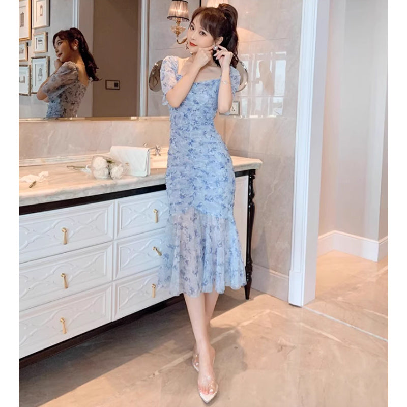 ライトブルーマーメイドワンピース