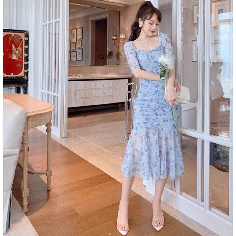 ライトブルーマーメイドワンピース