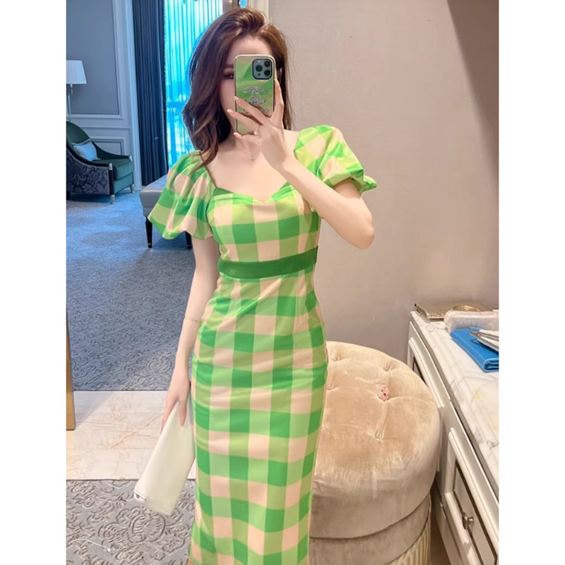 ギンガムチェックペンシルワンピース(2colors)