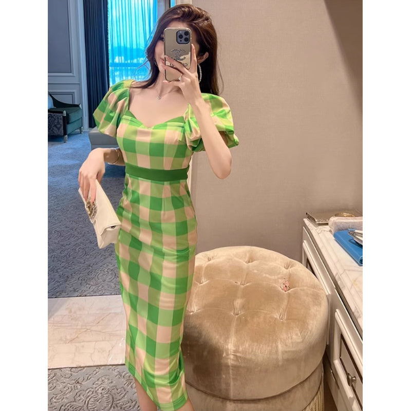 ギンガムチェックペンシルワンピース(2colors)