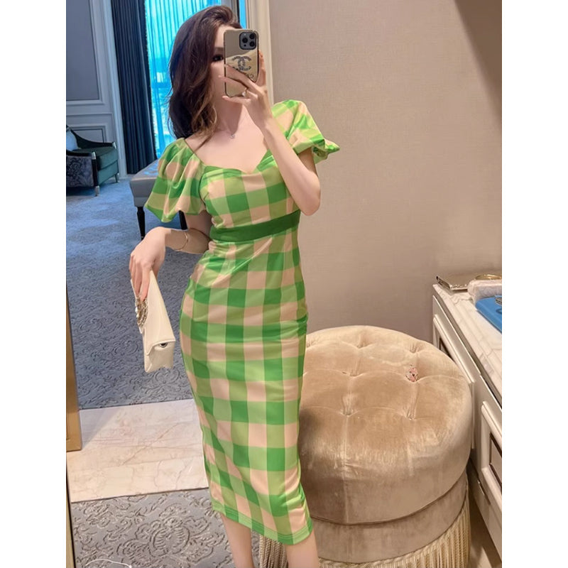 ギンガムチェックペンシルワンピース(2colors)