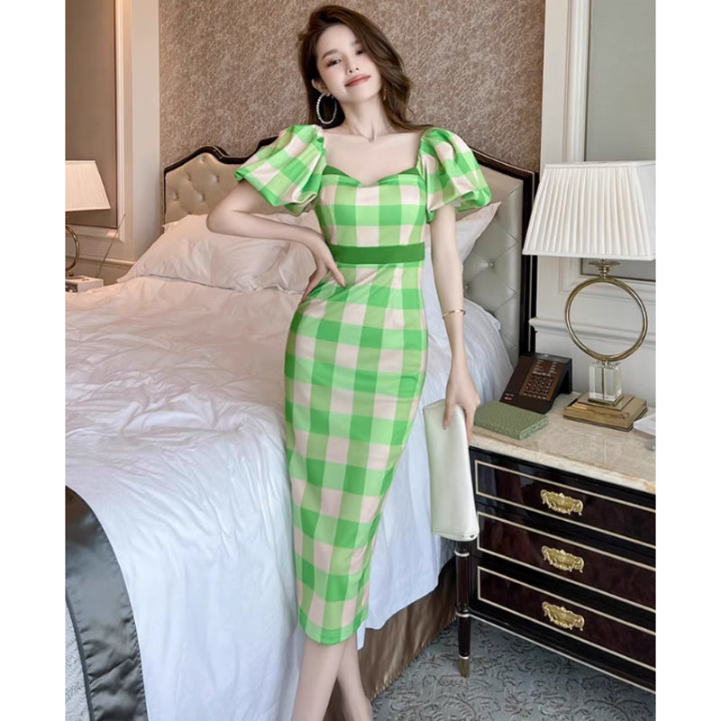 ギンガムチェックペンシルワンピース(2colors)