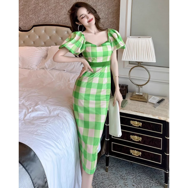 ギンガムチェックペンシルワンピース(2colors)