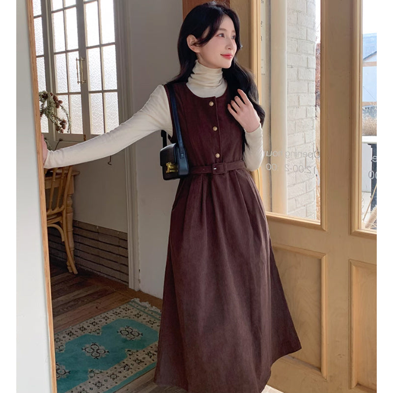 コーデュロイレトロワンピース
