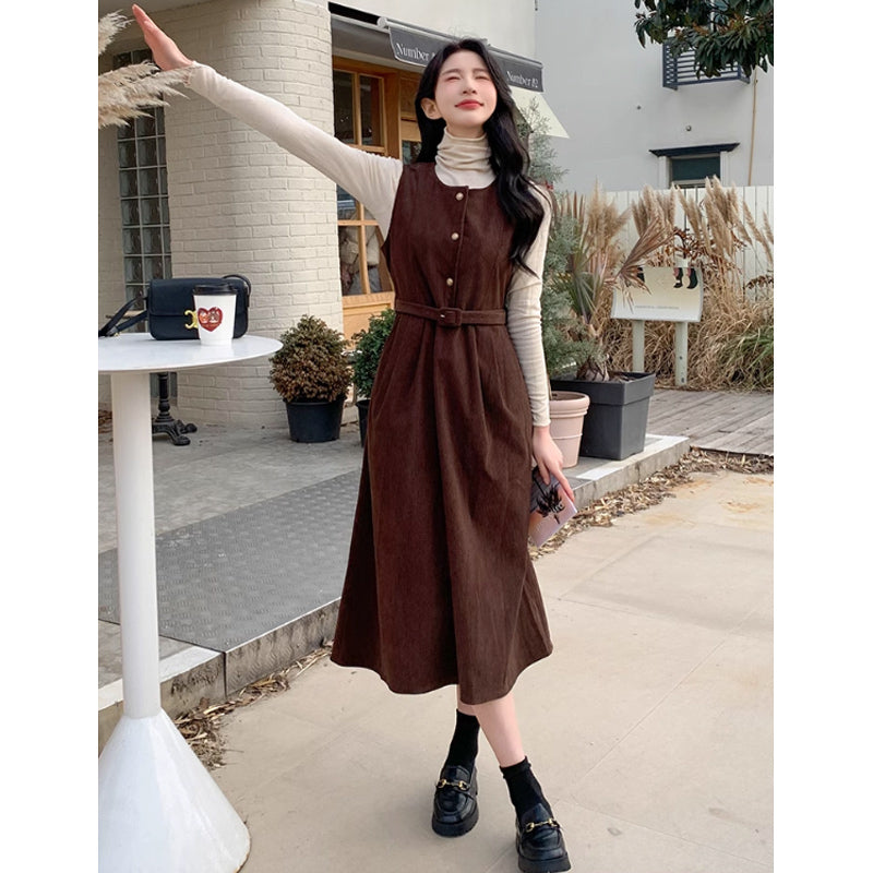 コーデュロイレトロワンピース