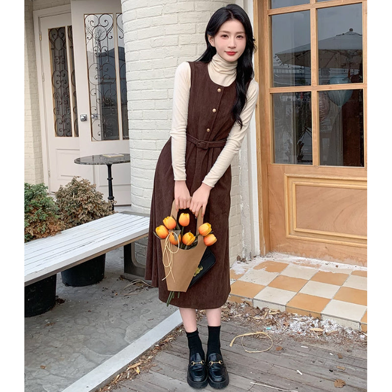 コーデュロイレトロワンピース