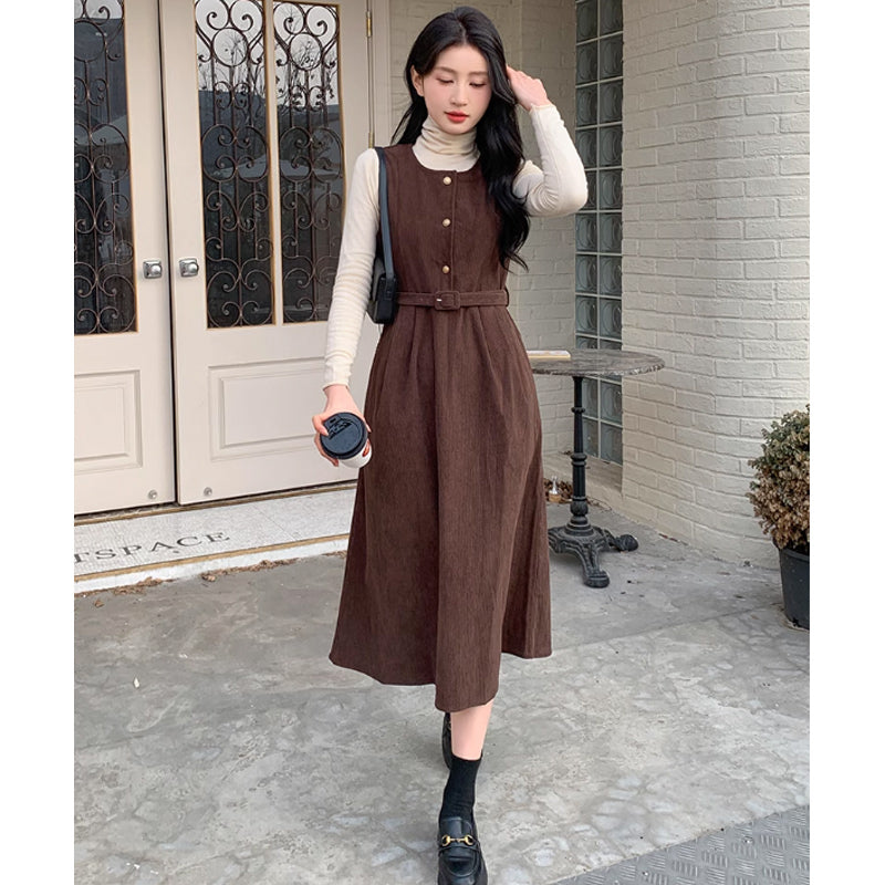 コーデュロイレトロワンピース