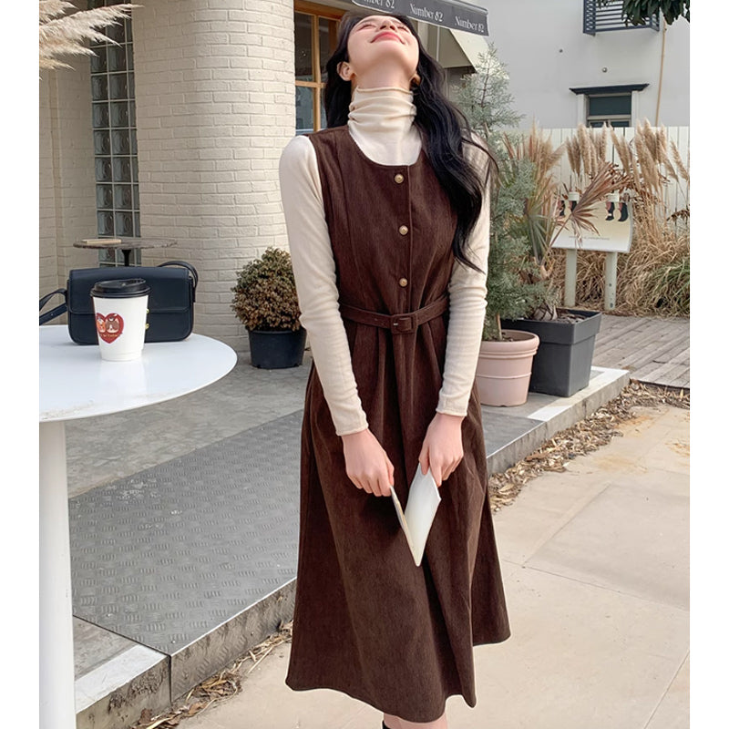 コーデュロイレトロワンピース