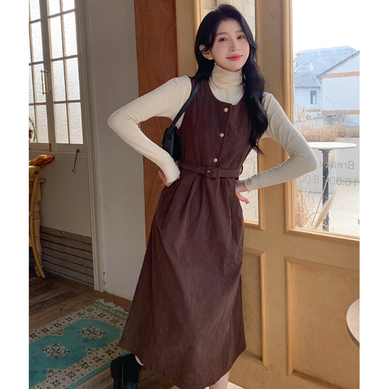 コーデュロイレトロワンピース