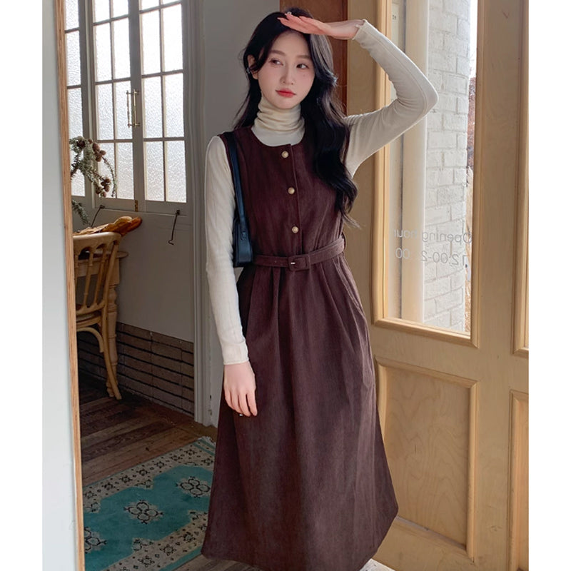 コーデュロイレトロワンピース