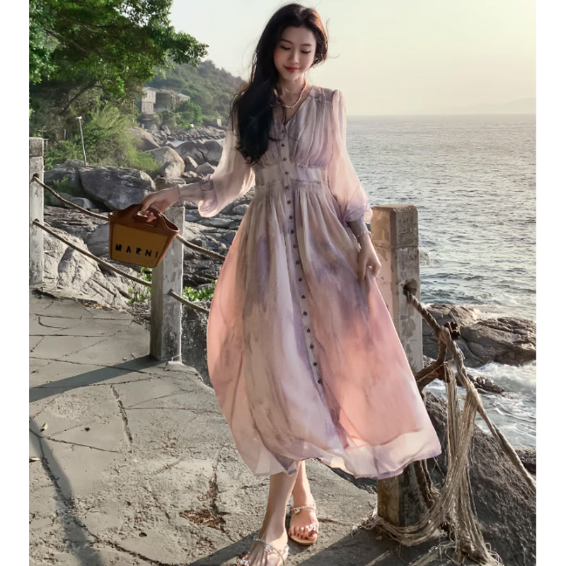 マーブルシフォンワンピース