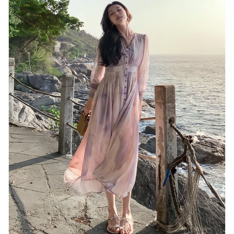 マーブルシフォンワンピース