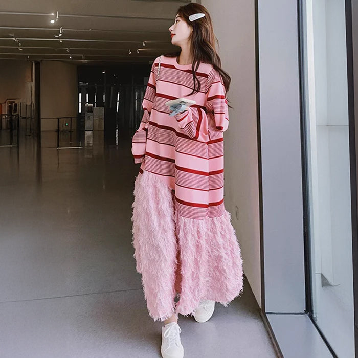 フリンジボリュームスカートワンピース
