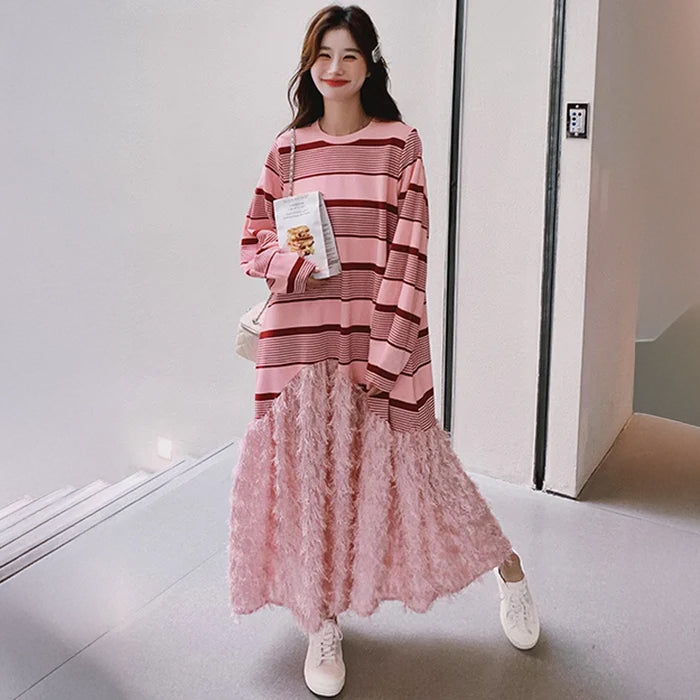 フリンジボリュームスカートワンピース