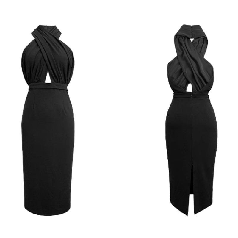 ホルターネックバックオープンワンピース(2colors)