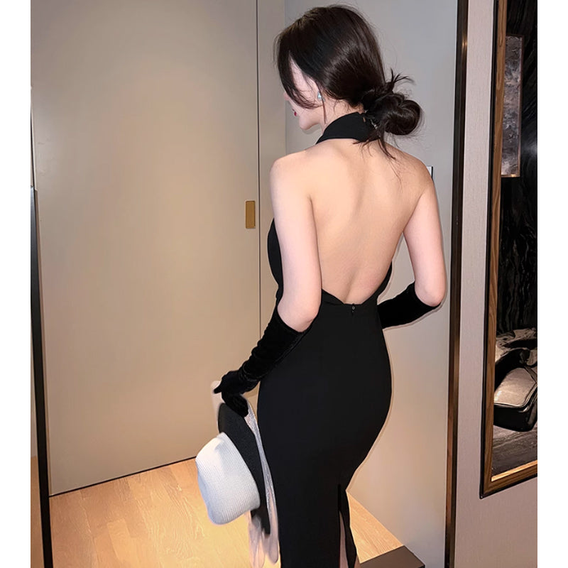 ホルターネックバックオープンワンピース(2colors)