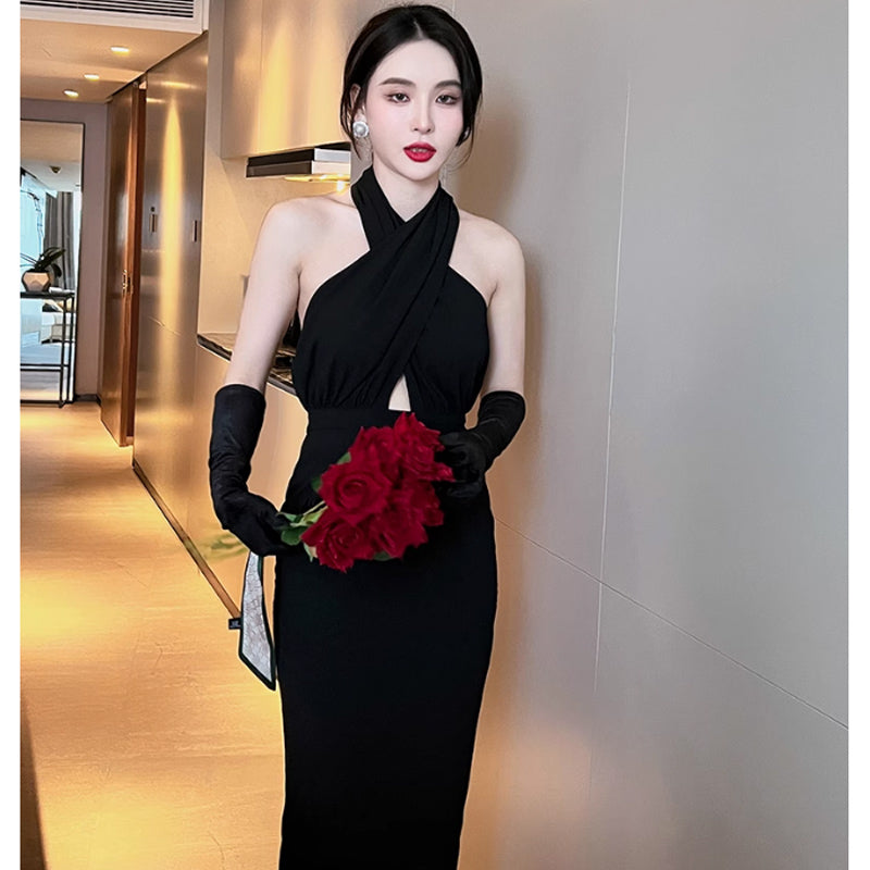 ホルターネックバックオープンワンピース(2colors)