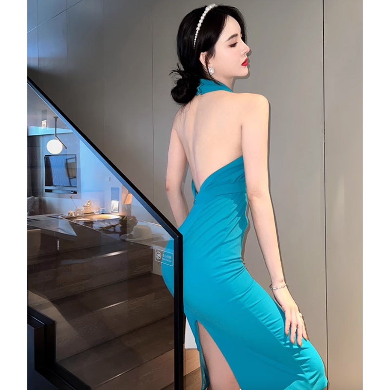 ホルターネックバックオープンワンピース(2colors)