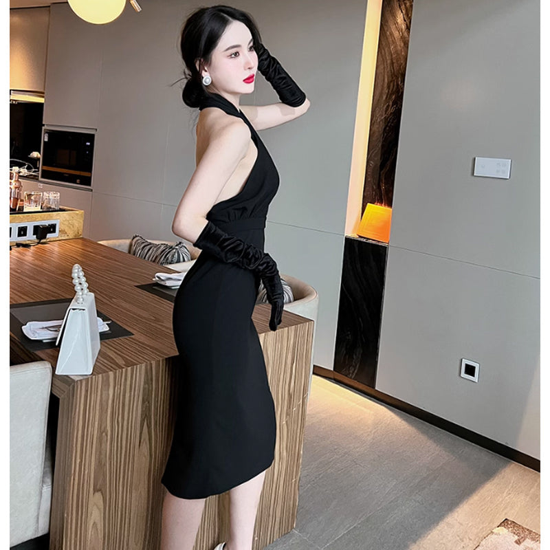 ホルターネックバックオープンワンピース(2colors)