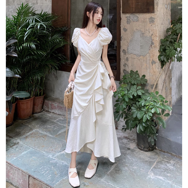 カシュクールフリルワンピース(2colors)