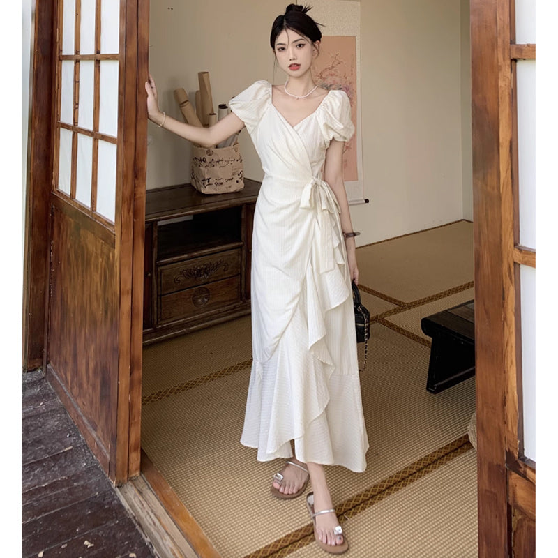 カシュクールフリルワンピース(2colors)