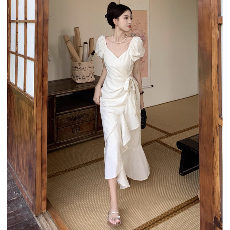 カシュクールフリルワンピース(2colors)