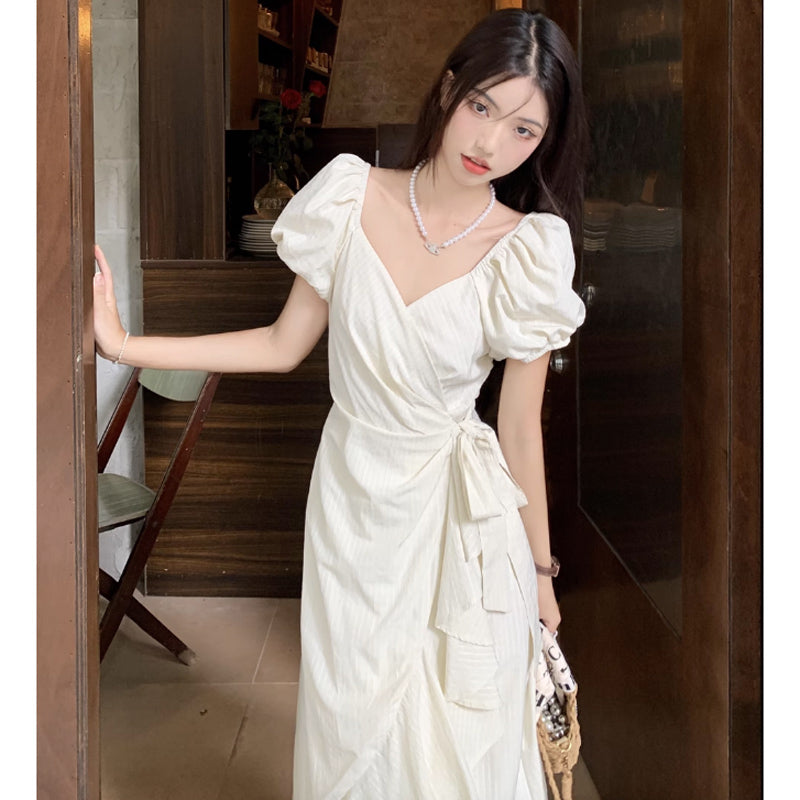 カシュクールフリルワンピース(2colors)