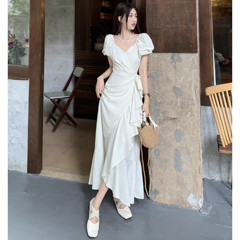 カシュクールフリルワンピース(2colors)