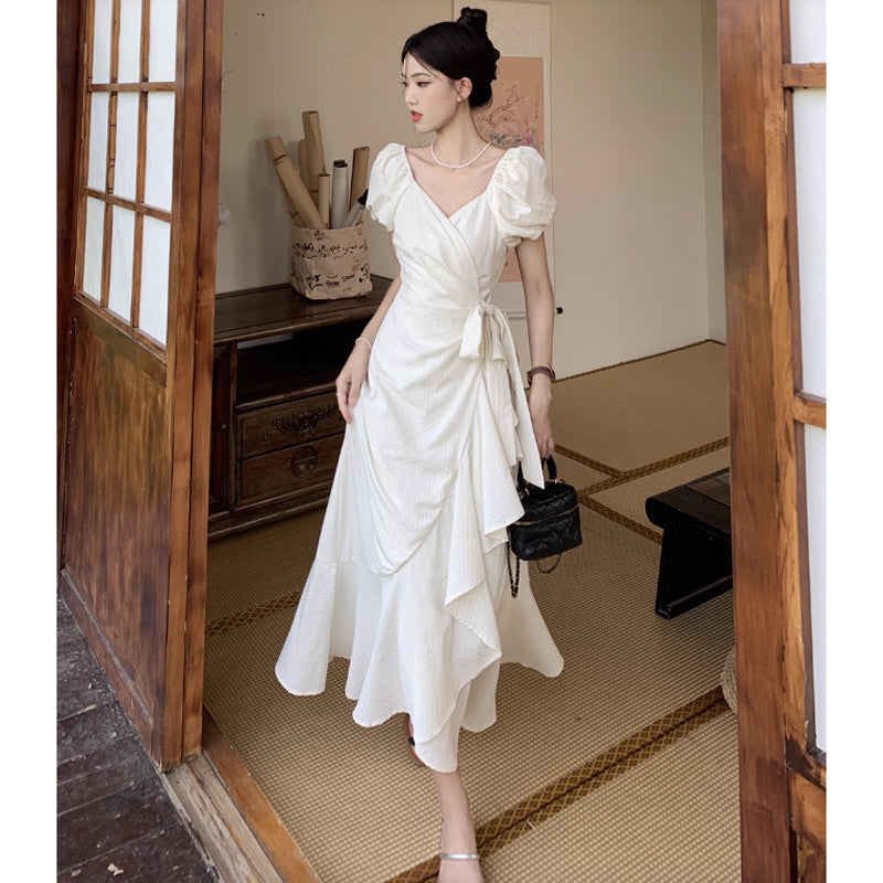 カシュクールフリルワンピース(2colors)