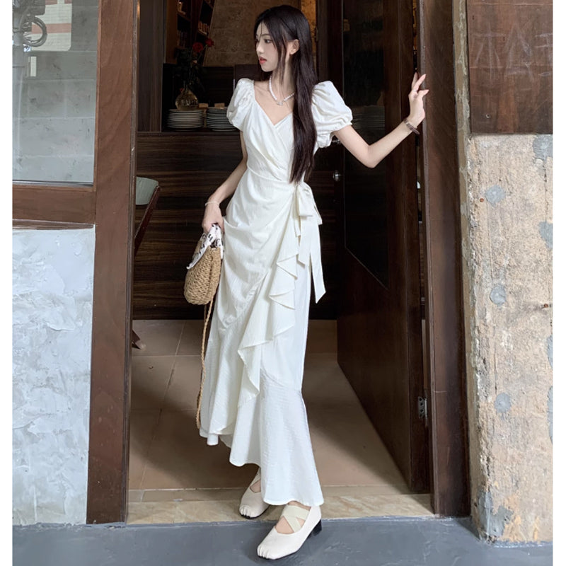 カシュクールフリルワンピース(2colors)