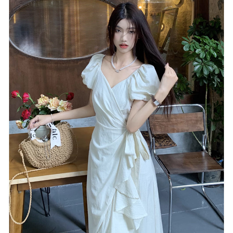 カシュクールフリルワンピース(2colors)