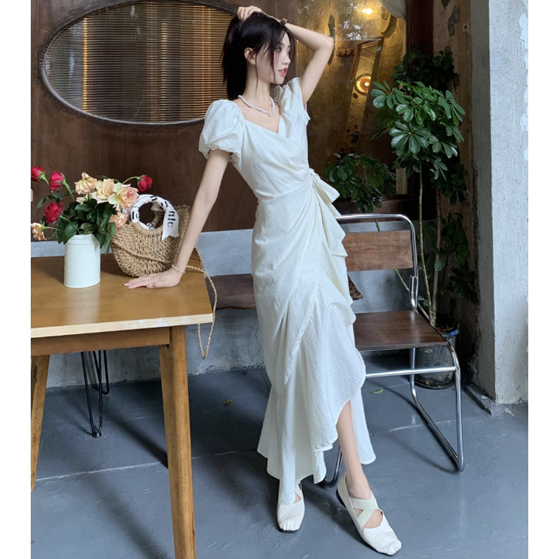 カシュクールフリルワンピース(2colors)