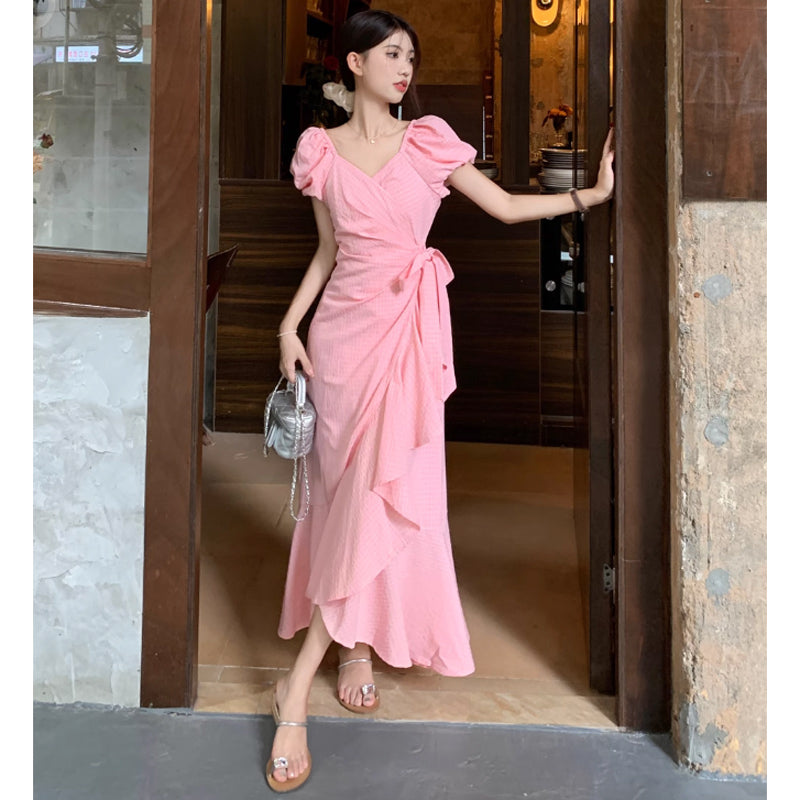 カシュクールフリルワンピース(2colors)