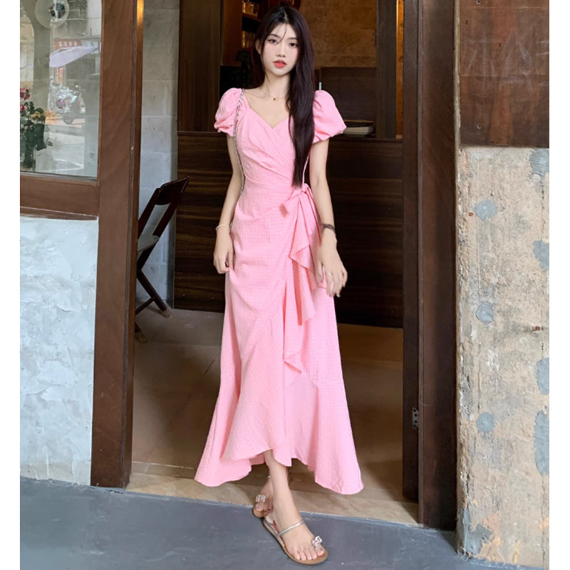 カシュクールフリルワンピース(2colors)