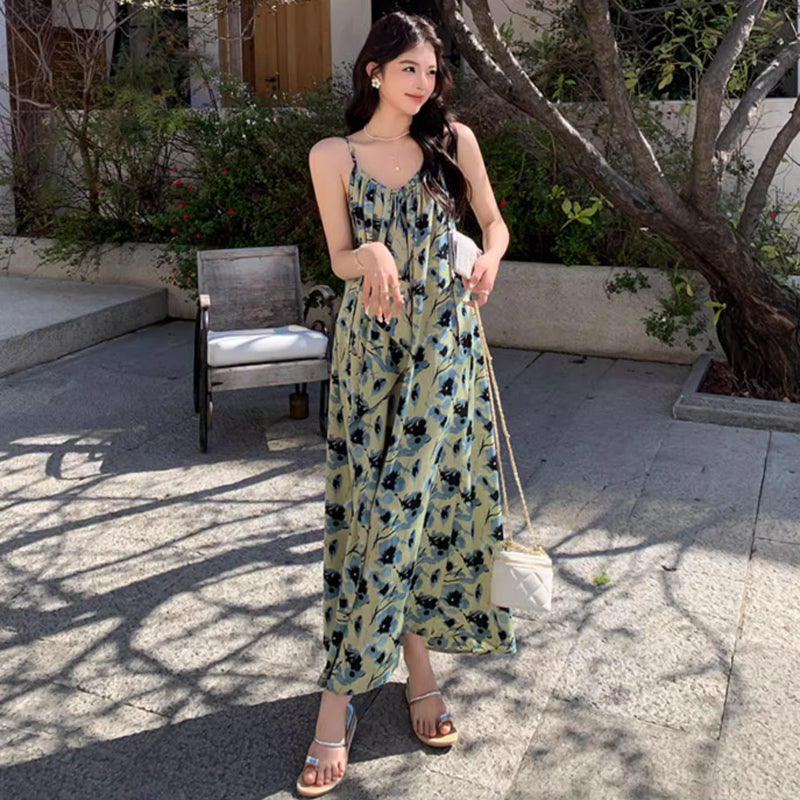 ブルーフラワーキャミソールワンピース